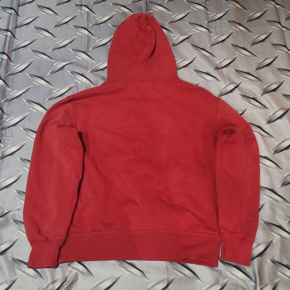 Vintage Polo Ralph Lauren Thermal Hoodie Sweatshirt Size L Red Waffle - Picture 2 of 6